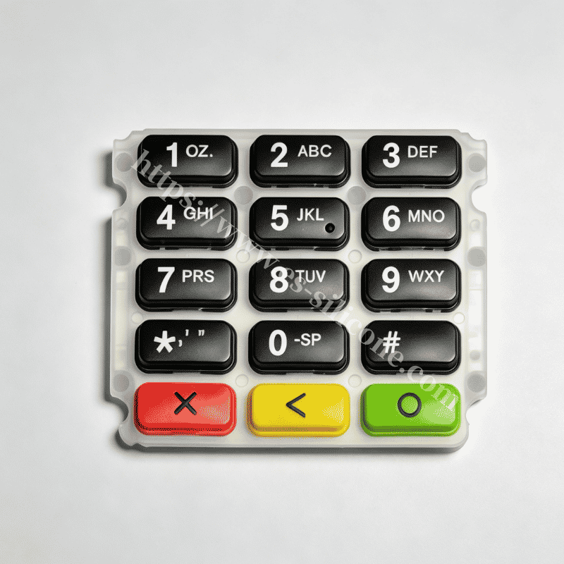 Clavier en silicone IMD pour terminal POS avec décoration In-Mold