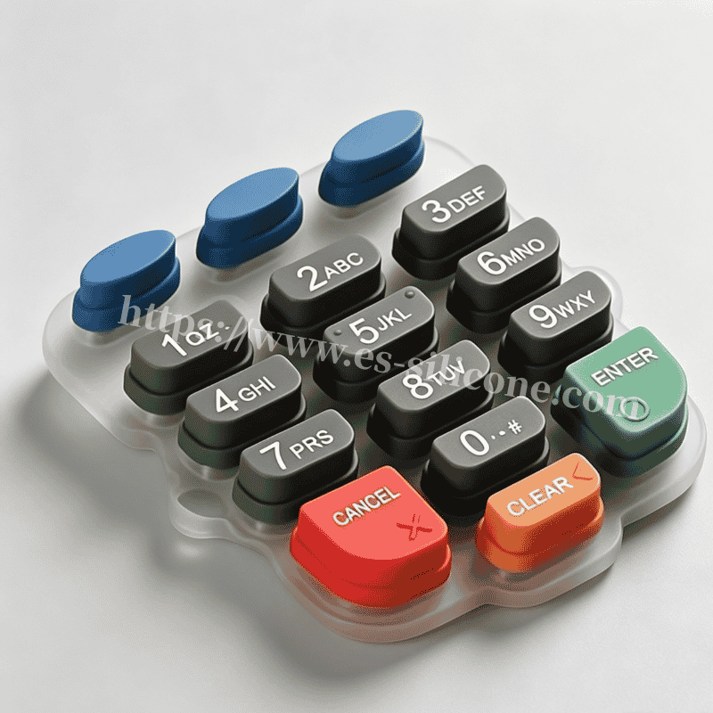 Clés composites P+R avec légendes translucides sérigraphiées pour terminaux POS